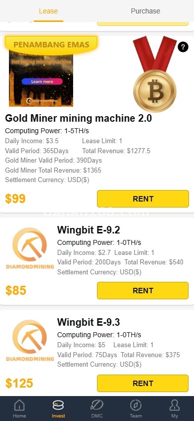 Overseas Mining Machine System with Platform Coin Staking & 3-Level Distribution